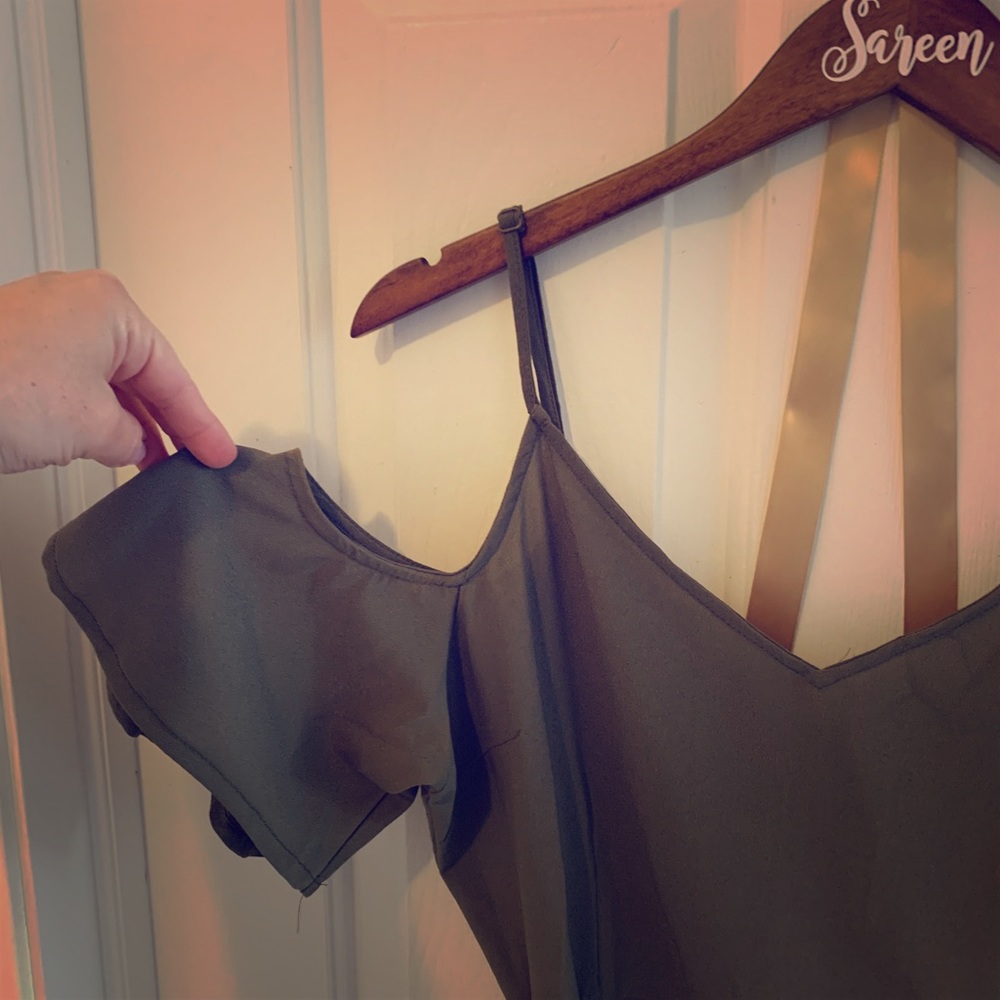 Olive green shoulder prep dress